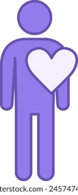 Colored Beloved Icon. Vector Icon of a Man with a Big Heart. Lover, Emotion. Concept of Relationships and Positive Thinking