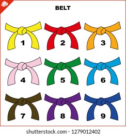 Colored belts for martial arts kimono set, dogi karate, judo, taekwondo, hapkido, karate.