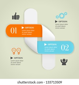 Colored bended lines with numbers on olive background. Trendy origami style options banner. Can be used for numbered options, web design, infographics.