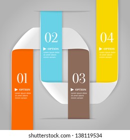 Colored bended lines with numbers on gray background. Trendy origami style options banner. Can be used for numbered options, web design, infographics.