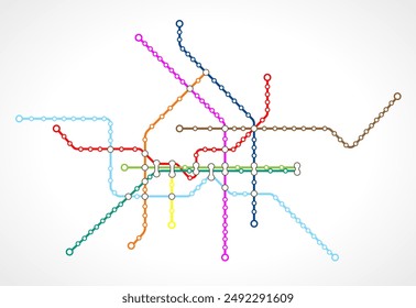 Colored Berlin metro map on a white background. Vector illustration