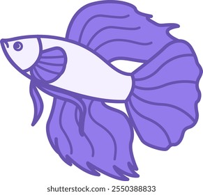 Icono de pez Betta coloreado. Ilustración vectorial. Betta siamés, peces de acuario. Concepto de animales domésticos