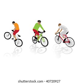 colored bicyclist's silhouettes, vector illustration