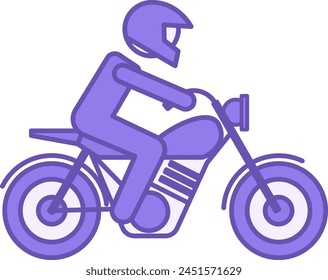 Icono de bicicleta grande de color. Icono de Vector de un hombre en casco montando una bicicleta grande. Concepto de transporte