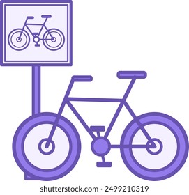 Colored Bike Parking Icon. Vector Icon. Sports Bicycle and Parking Sign. Temporary Parking Of Vehicle. Roads Concept