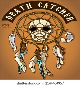 Colored Biker Skull Death Catcher Logo