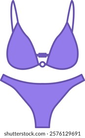 Colored Bikini Icon. Vector Icon. Women's Beach Wear. Bra and Panties. Brazilian Carnival Concept