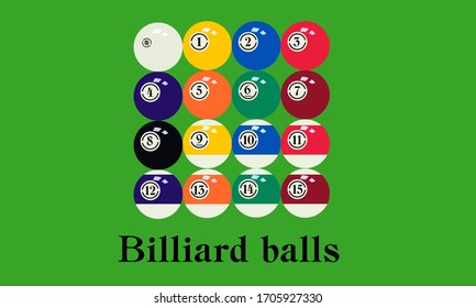 Colored billiard balls for American pool