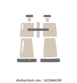 Colored binoculars isolated on transparent background. Colorful pictogram original design. Can be used for infographics, identity or decoration. Vector shabby hand drawn illustration