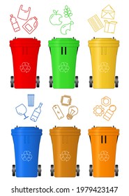 Colored bins for separate waste collection