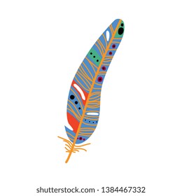 Colored Bird Feather Decoration Element Vector Illustration