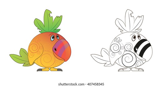 colored bird round and round outline birds