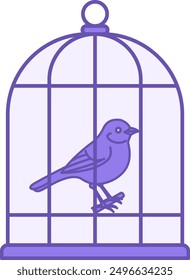 Colored Birdcage Icon. Vector Icon of Domestic Bird. Pet Concept
