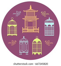 Colored birdcages