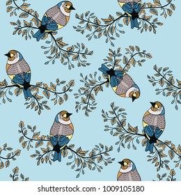 colored birds seamless background 6