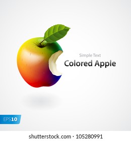 Colored bitten apple isolated vector eps10 image