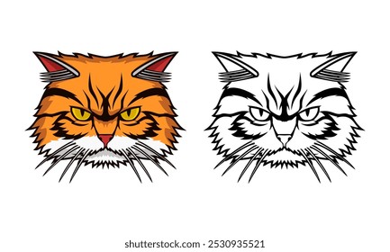 colored and black and white cat character vector image