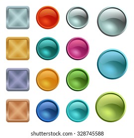 Colored blank buttons template with metal texture
