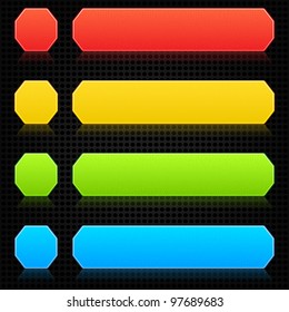 Colored blank octagon button with reflection on black background, 10eps.