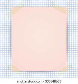 Colored Blank Paper background fixed with sticky tape to Square background. Corners of Colored paper glued of the Square background.