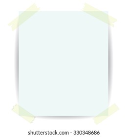 Colored Blank Paper background fixed with sticky tape to White background. Corners of Colored paper glued of background. Empty sheet of paper