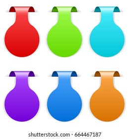 Colored blank price labels with transparent shadow. Vector 3d illustration isolated on white background