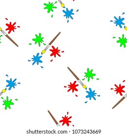 Colored blobs of paint applied with a brush. Vector seamless illustration.