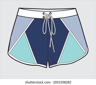 COLORED BLOCK SHORTS FOR UNISEX BOTTOM WEAR VVECTOR ILLUSTRATION