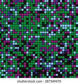 Colored blocks in the dark. City lights, geometric pattern.