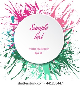 Colored blot background with copyspace for your text, pink blue and green colors