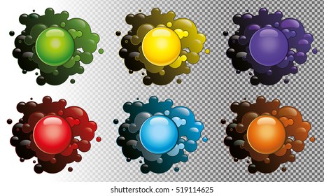 Colored blots isolated on a transparent background. Set Of Color Blots, With Gradient, Vector Illustration. Colored bubbles. 