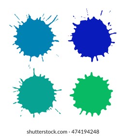 Colored blots or spots isolated on white background