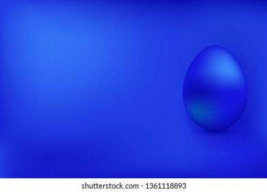 Colored blue  chicken egg on blue background. Design element. Easter. Blue metal egg. Vector illustration.