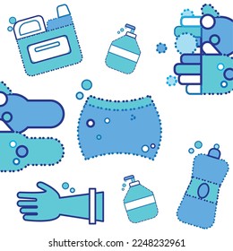 Colored blue cleanliness seamless pattern background Vector