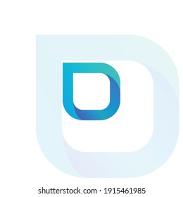 Colored Blue D Letter Logo Template