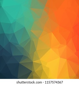 Colored blue orange polygonal background. Colored abstract triangle pattern