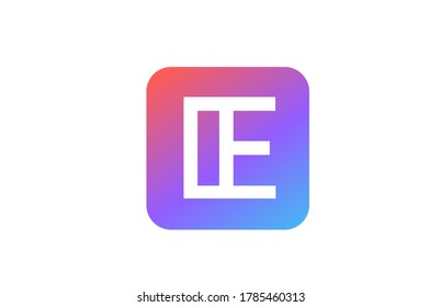 colored blue pink E alphabet letter logo icon.  Line design for company and business identity