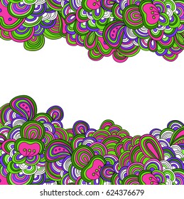 Colored blue, pink and green doodle pattern, vector illustration.