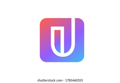 icono del logotipo de la letra del alfabeto U rosa azul coloreado.  Diseño de línea para identidad empresarial