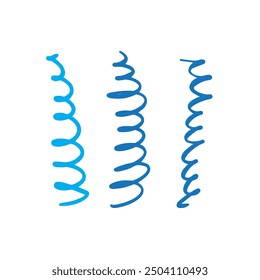 Colored blue Vector scribbles set