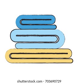 colored blurred silhouette of stack folded bath towels vector illustration