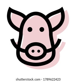 Farbige Boar-Kopfsymbol Vektorgrafik im Cartoon-Design. Konzept für Tiere. Eps10 Vektorgrafik.
