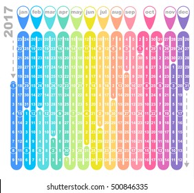 Colored board game calendar 2017