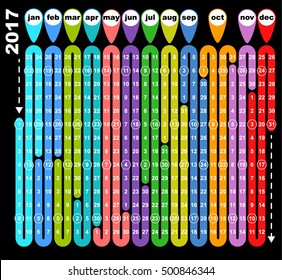 Colored board game calendar 2017
