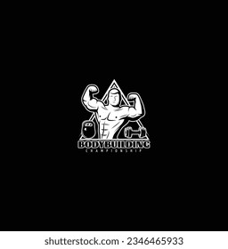 Colored body building logo set and design
Bodybuilder man lifting heavy barbell with knot, sport club logo design template, label, banner, print or poster. Vector illustration.
