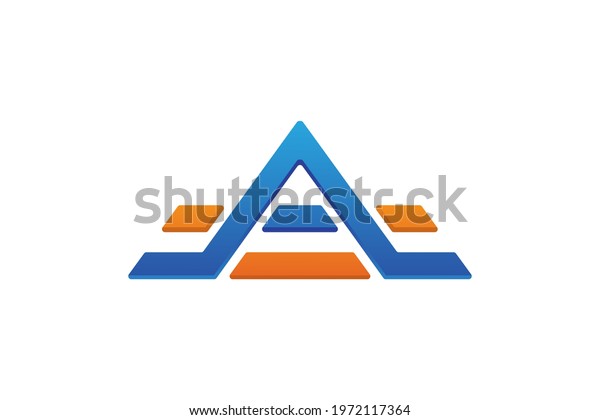 Colored bold line road sign logo initial letter\
A.Simple vector.