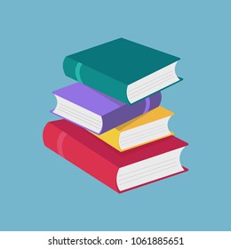 Colored books icons set in flat design style isolated. Concept for education and study back to school, knowledge, e-book. Vector illustration.