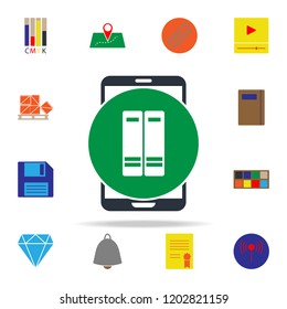colored books in mobile icon. web icons universal set for web and mobile