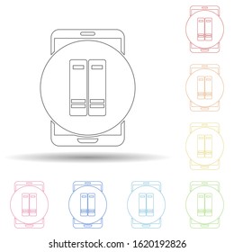 Colored books in mobile in multi color style icon. Simple thin line, outline vector of web icons for ui and ux, website or mobile application