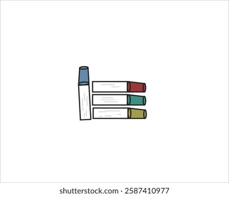 Colored books on a white background
